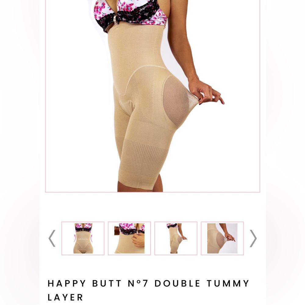 Yahaira Shapewear Shorts High Waisted Sz M New HAPPY BUTT N7 Double Tummy Layer